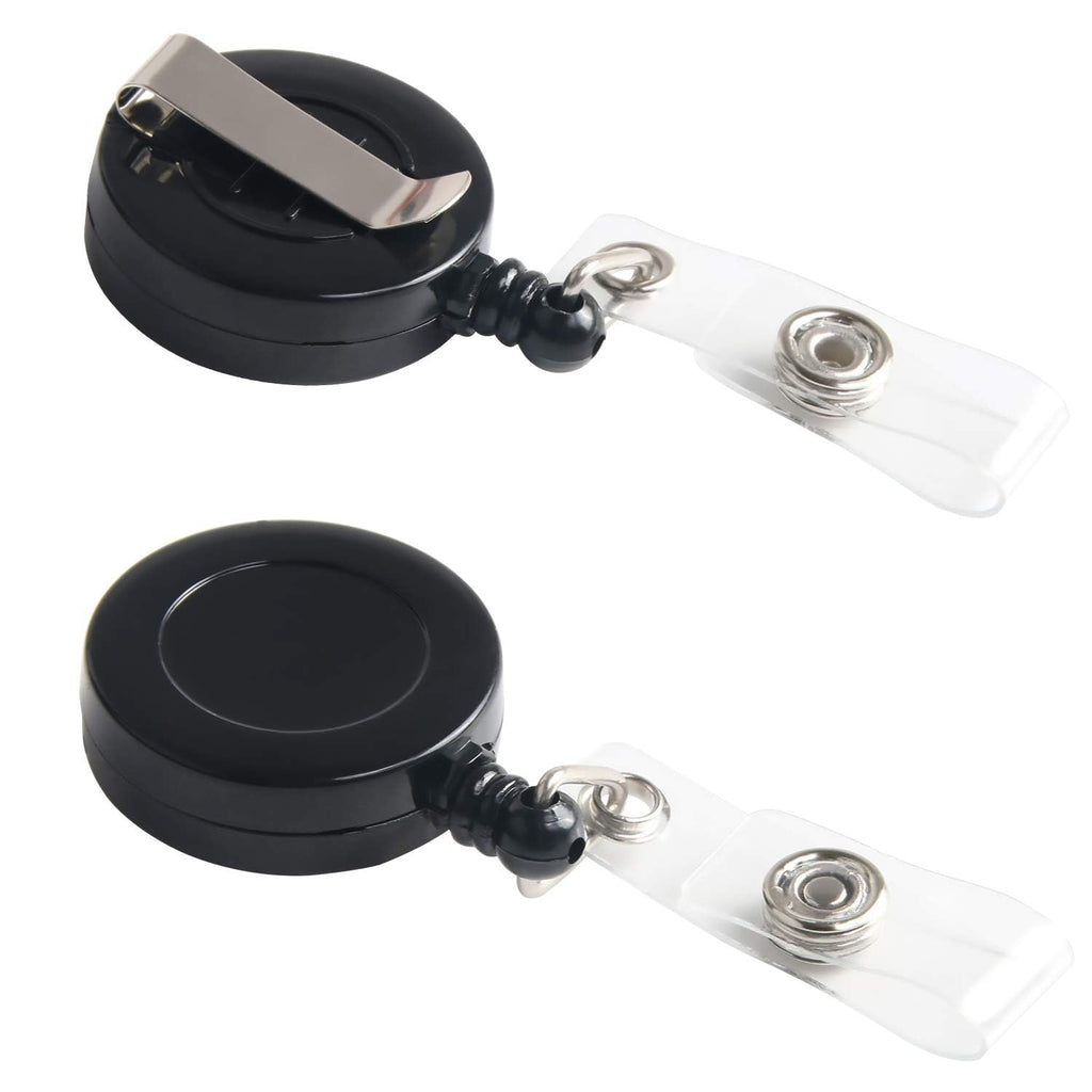 JANYUN Retractable Badge Reel, ID Badge Holder Retractable Clip for Nurse Doctor Teachers Students Office Workers Hanging ID Card Name Key Chain (30, Black)