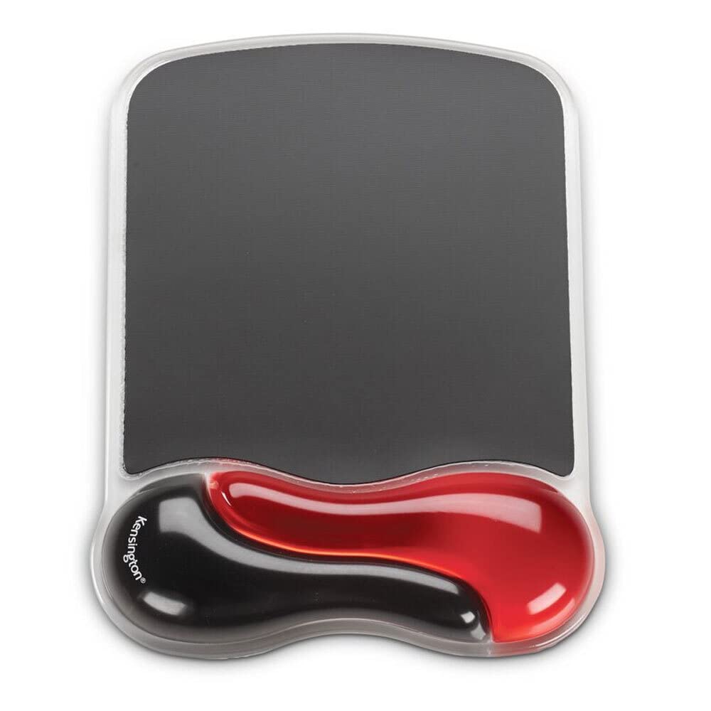 Kensington Duo Gel Mouse Pad Wrist Rest - Black/Red, 1" x 7.3" x 9.5"