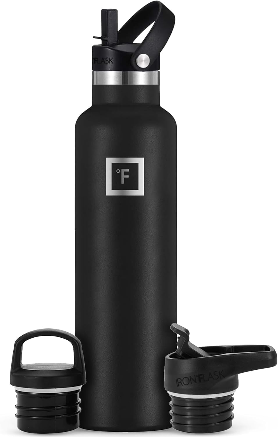 IRON °FLASK Camping & Hiking Hydration Canteen - 24/32 oz with 3 Lids - Insulated Water Bottle with Straw - Double Walled Stainless Steel - Vacuum Leak Proof BPA Free - Travel Sports Gym Flask