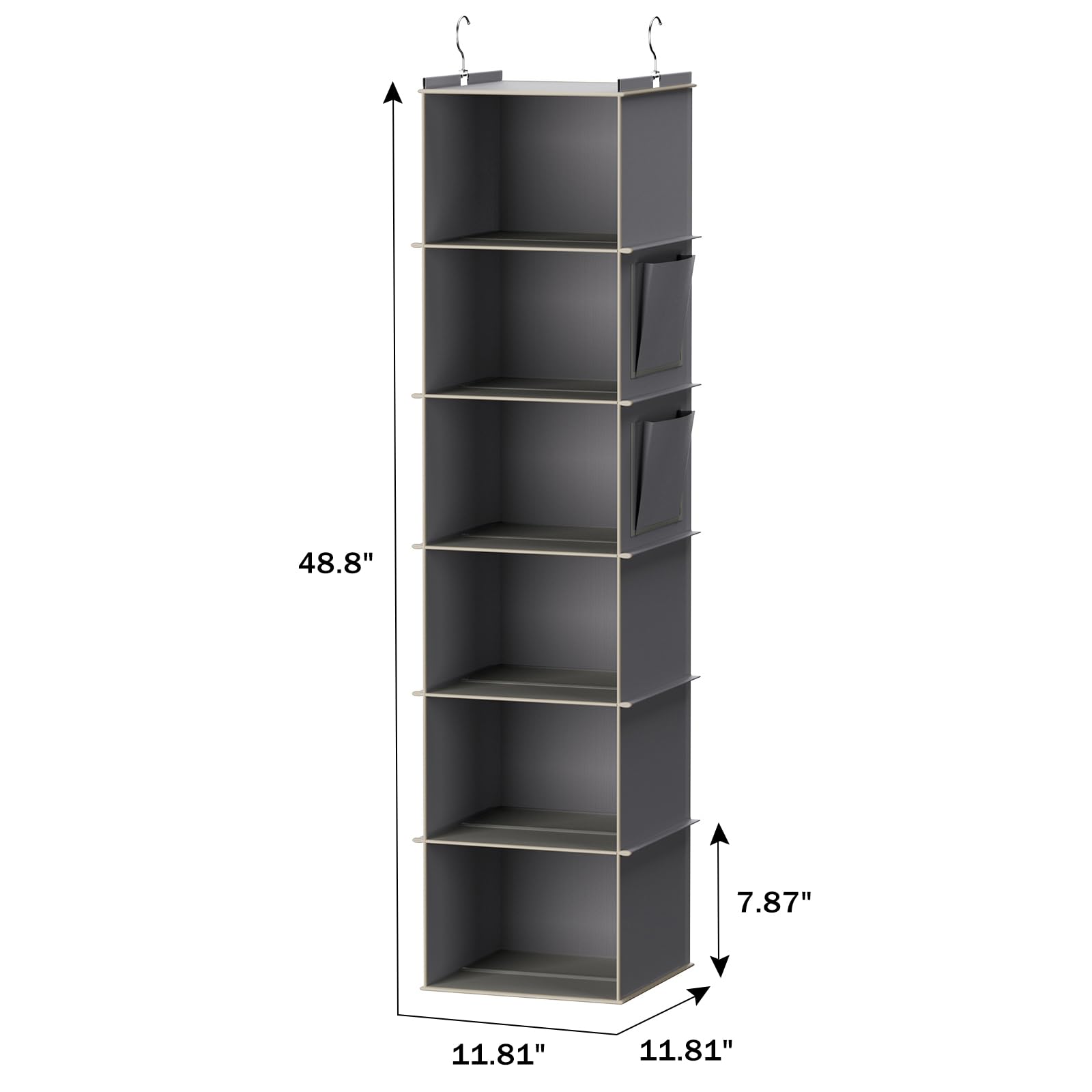 YOUDENOVA Hanging Closet Organizers and Storage, 6-Shelf Closet Hanging Storage Shelves, Grey