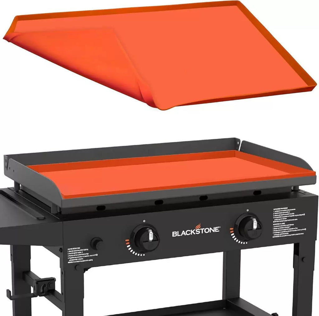 Griddle Cover,Silicone Griddle Mat,28 inch Heavy Duty Food Grade Grill for Blackstone,Keep Surface Clean,High-Wall Design (Orange)