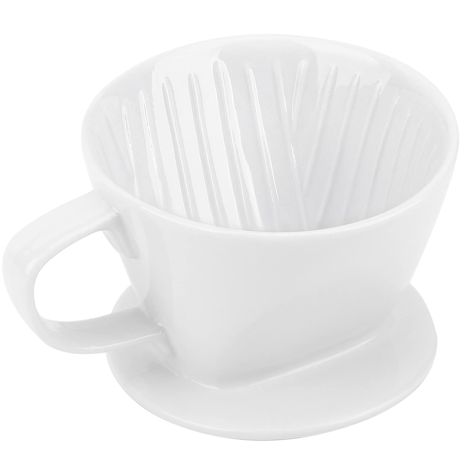 Segarty Pour Over Coffee Maker, White Ceramic Coffee Dripper Single Cup, Drip Coffee Maker Slow Brewer with 3 Holes Flat Bottom for Home, Office, Travel, Camping，Gift for Coffee Enthusiast