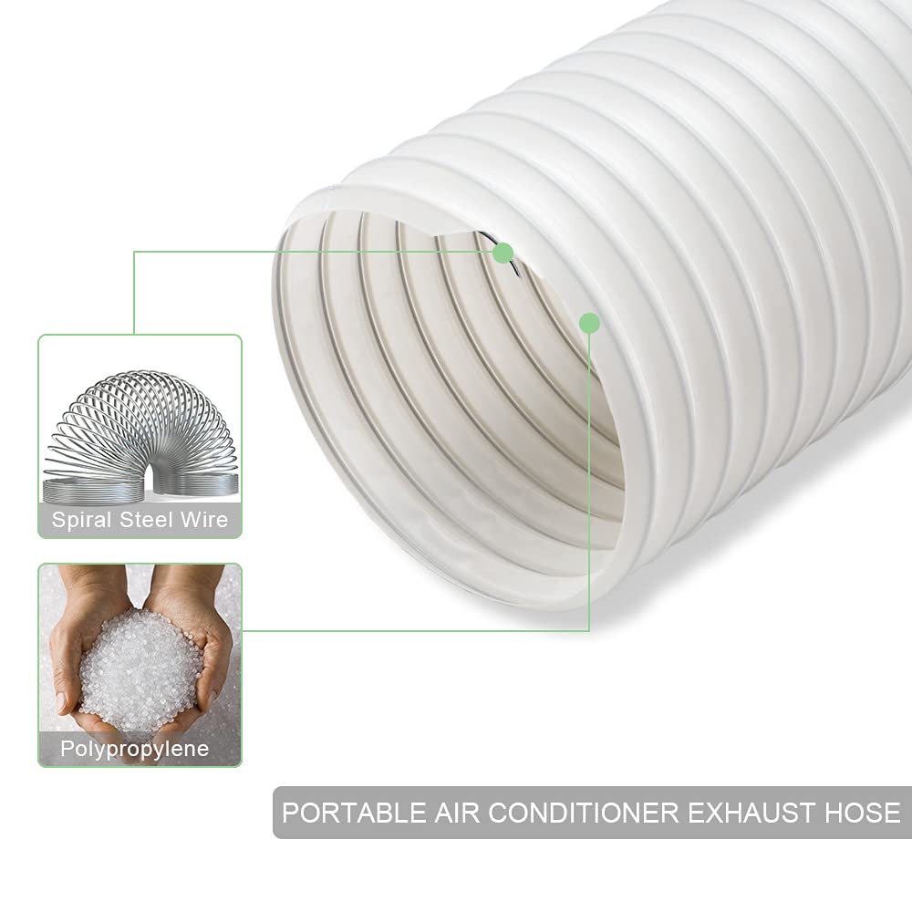 KLOLKUTTA Portable AC Exhaust Hose, 5.9 Inch Diameter, 80 Inch Length, Universal Fit, Anti-Clockwise Thread, Polypropylene Material, Replacement Tube for Portable Air Conditioners