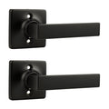 GOBEKOR 2 Pack Black Half Dummy Door Handles Straight Non-Turning Door Lever Square Interior Closet French Door Handle Dummy Levers