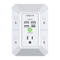 Wall Charger, Surge Protector, QINLIANF 5 Outlet Extender with 4 USB Charging Ports (4.8A Total) 3-Sided 1680J Power Strip Multi Plug Adapter Spaced for Home Travel Office (3U1C)