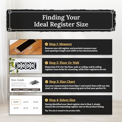Decor Grates AJH310-BLK Oriental Floor Register, 3x10 Inches, Textured Black