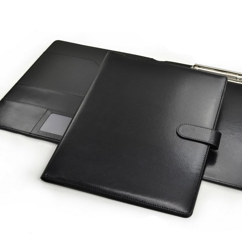 Padfolio Clipboard Folder, A4 Size PU Leather Portfolio Organizer with Cover for A4 Letter Size Notepad, Resume, Writing Pad