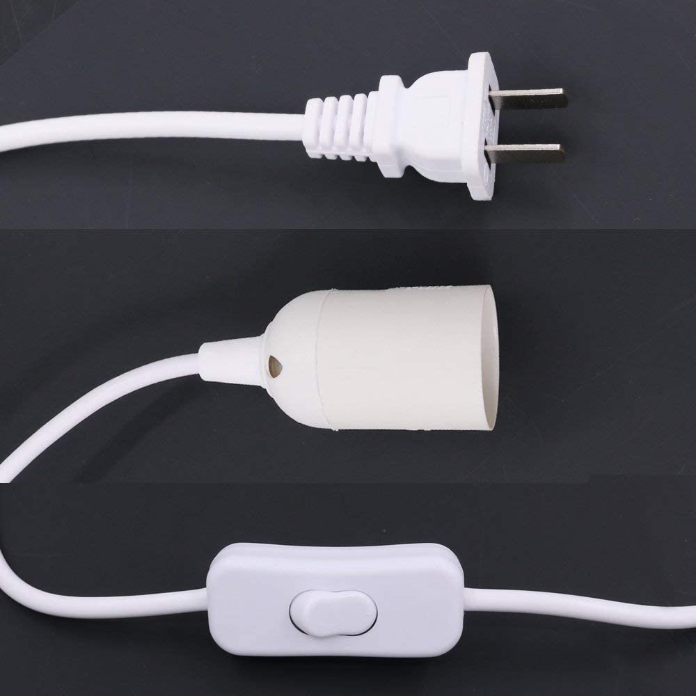 Swpeet 4 Pcs E26 Hanging Lantern Cord with On/Off Switch, Light Socket with 10.86 Inch Extension Cord Cable, White Pendant Light Socket Cord for Kitchen/Bedroom/Bathroom/Restaurant/Cafe Shop