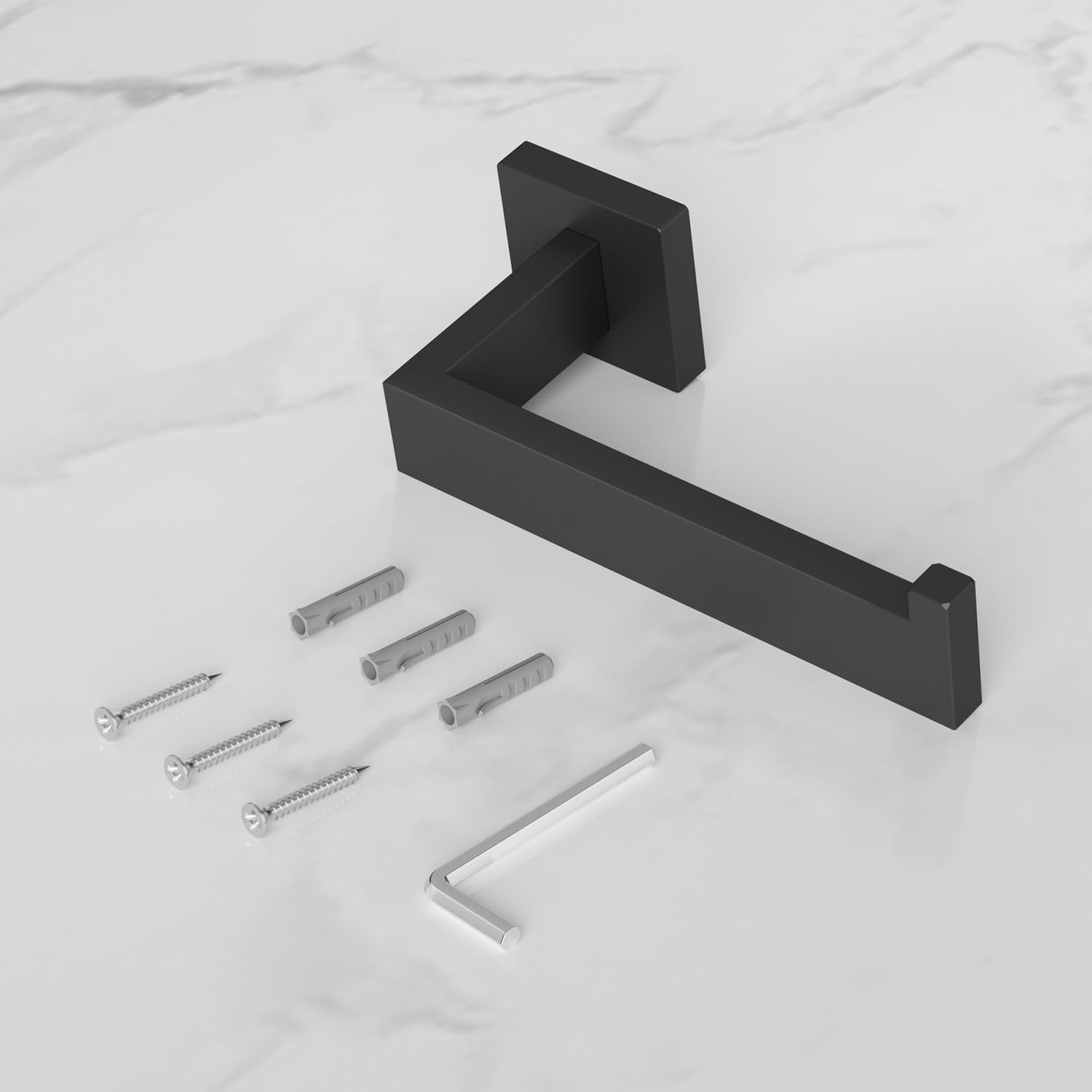 HITSLAM Toilet Paper Roll Holder Wall Mounted Matte Black Toilet Paper Holder for Bathroom Tissue SUS 304 Stainless Steel Rustproof Waterproof Rotateproof Square Style 2 Pack