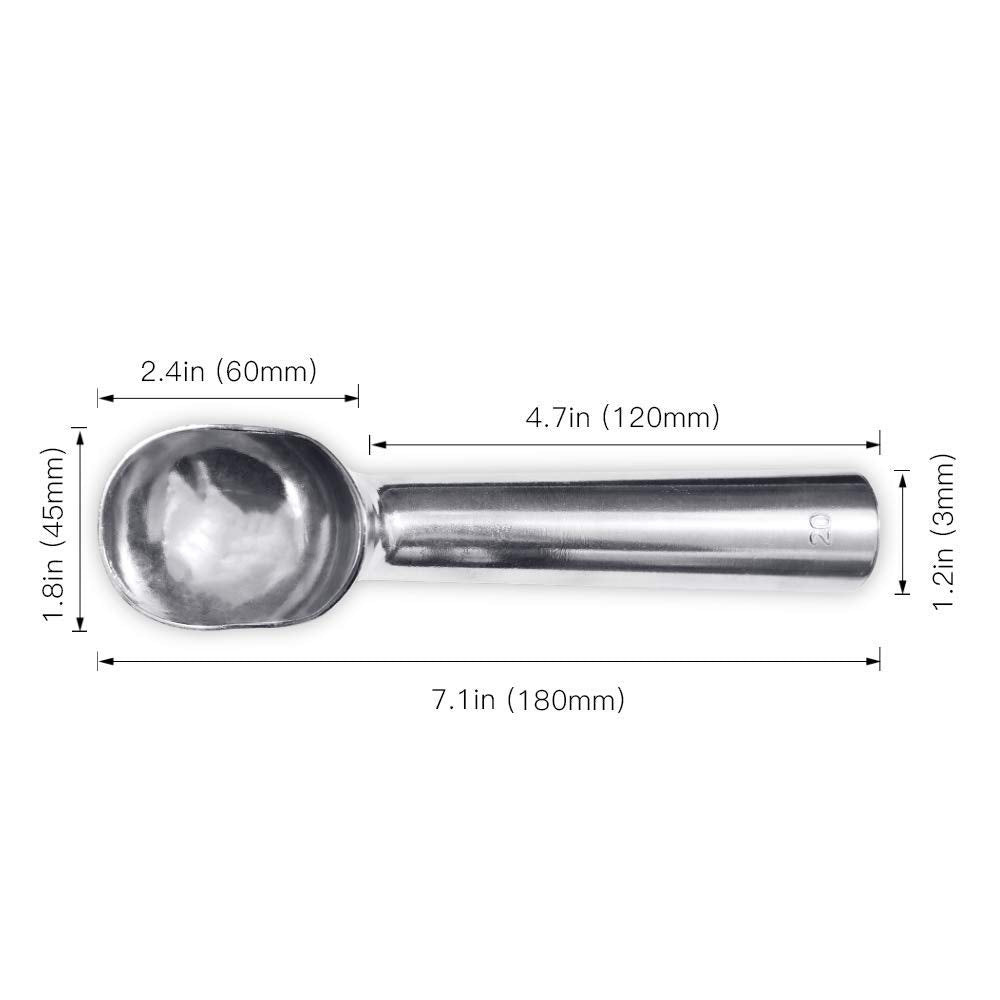 Cozihom, 3 Packs, 2 OZ Aluminum Ice Cream Scoop, Cookie Scoop, Ice Scoop Spade with Heat Conductive Handle, Non-Stick and Easy to Use, Simple One-Piece Aluminum Design Easy Release