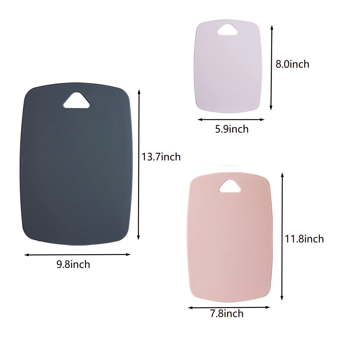 Cutting Boards for Kitchen,Plastic Cutting Board Set of 3, Thick Chopping Boards for Meat, Veggies, Fruits, with Easy Grip Handle,Dishwasher Safe (CBPink-CA)