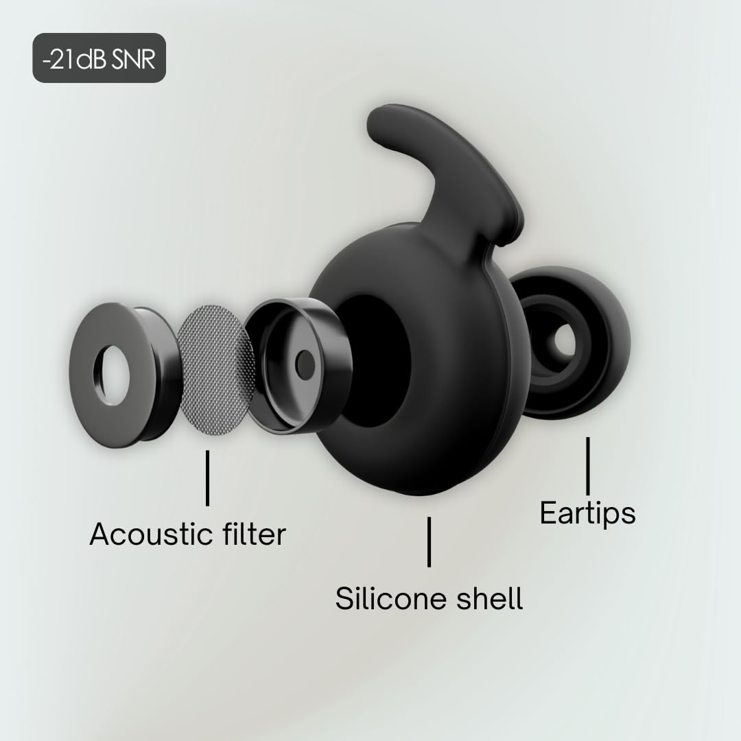 serenesound RAVE High Fidelity Earplugs Made for Raving – Premium Noise Reduction for EDM Festivals, Raves, Concerts, Nightclubs and More (Black)
