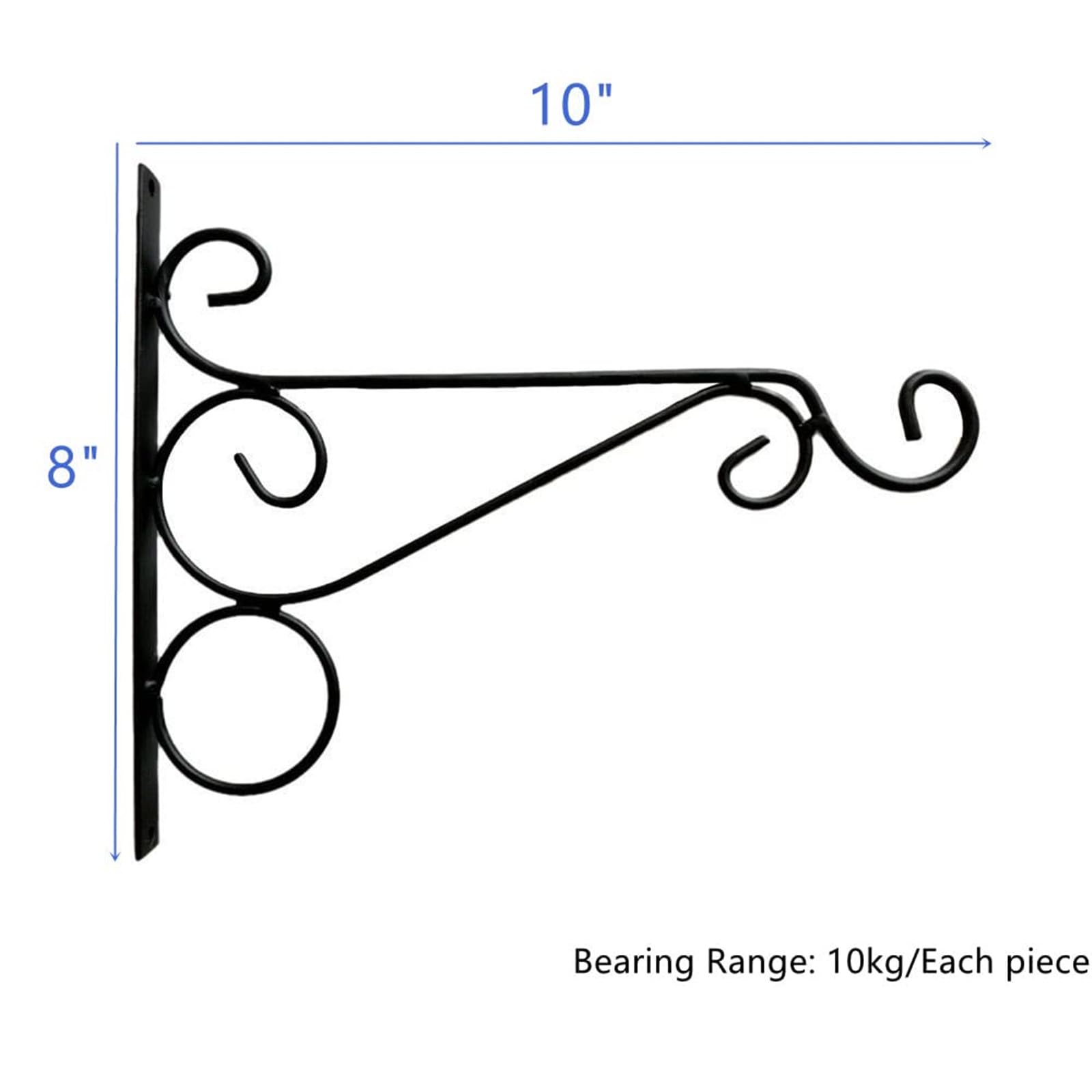 4 Pack Plant Hanging Hooks for Wall, Black Metal Iron Brackets, Decorative Indoor & Outdoor Garden Tree Fence Rack, Flower Pot Hangers for Potted Plants, Bird Feeder, Lantern, Wind Chime, Solar Lights