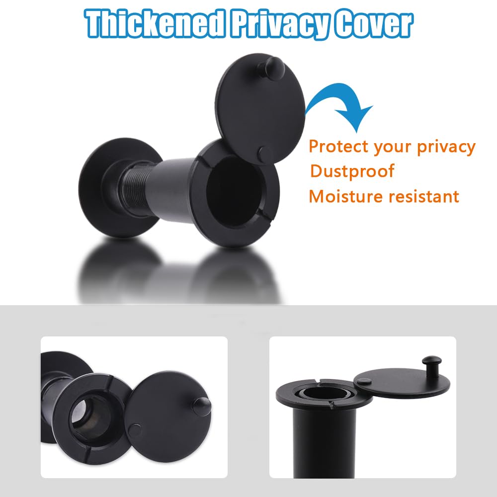 Tahikem Door Viewer Peephole, Door Viewers with 0.63inch/16mm Drill Bit Kit, Fits 1-1/2" to 2-3/8" Front Door, 200 Degree Wide Angle Peep Eye Hole, Anti Peeping Reverse Privacy Covers - Matte Black