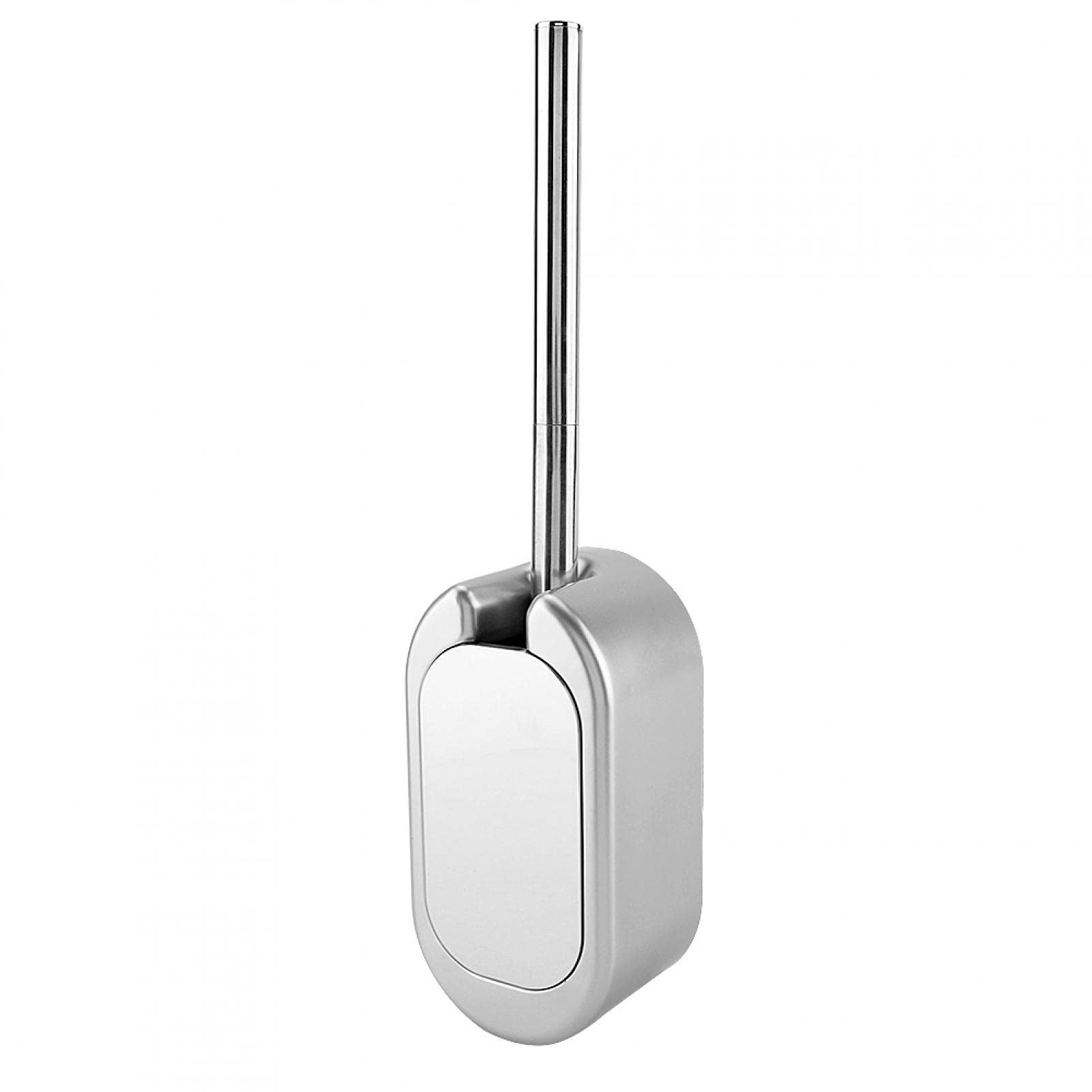 Stainless Luxury Toilet Brush Toilet Brush Set Compact Wall-Mounted Toilet Brush Holder with Stainless Steel Handle for Bathroom Storage and Organization(Silver)