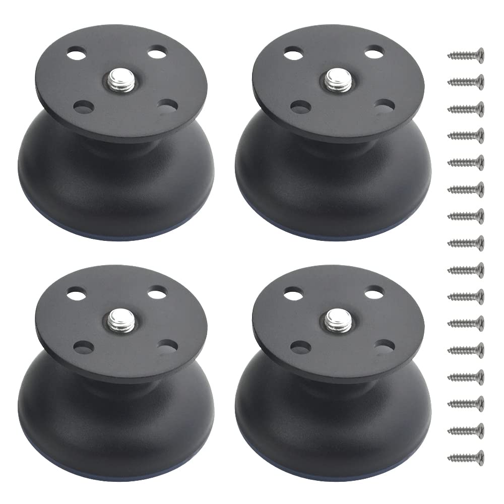 XINMEIWEN 4Pack Adjustable Metal Furniture Legs Stainless Steel Cabinet Feet Round for Cabinet Sofa Table Kitchen Feet Replacement (1.5’’/ 38mm, Black)