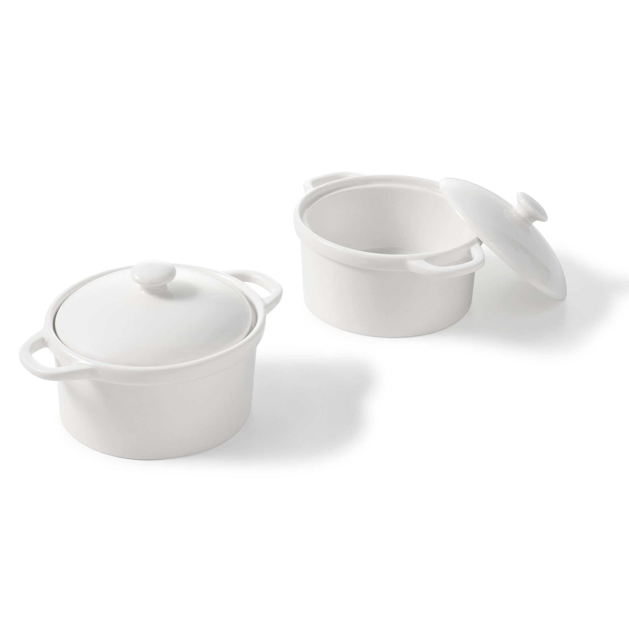 Starfrit Gourmet Bistro - Set of 2 Porcelain Mini Casseroles with lids - Stain Resistant - Oven, Microwave and Dishwasher Safe - Versatile Use