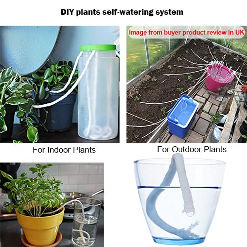 ORIMERC 150 feet 1/4 inch Self Watering Capillary Wick Cord Vacation Plant Sitter Hydroponic Wicking Self-Watering Planter Pot Automatic Water System Device Potted Violet Auto Seedling Waterer Rope