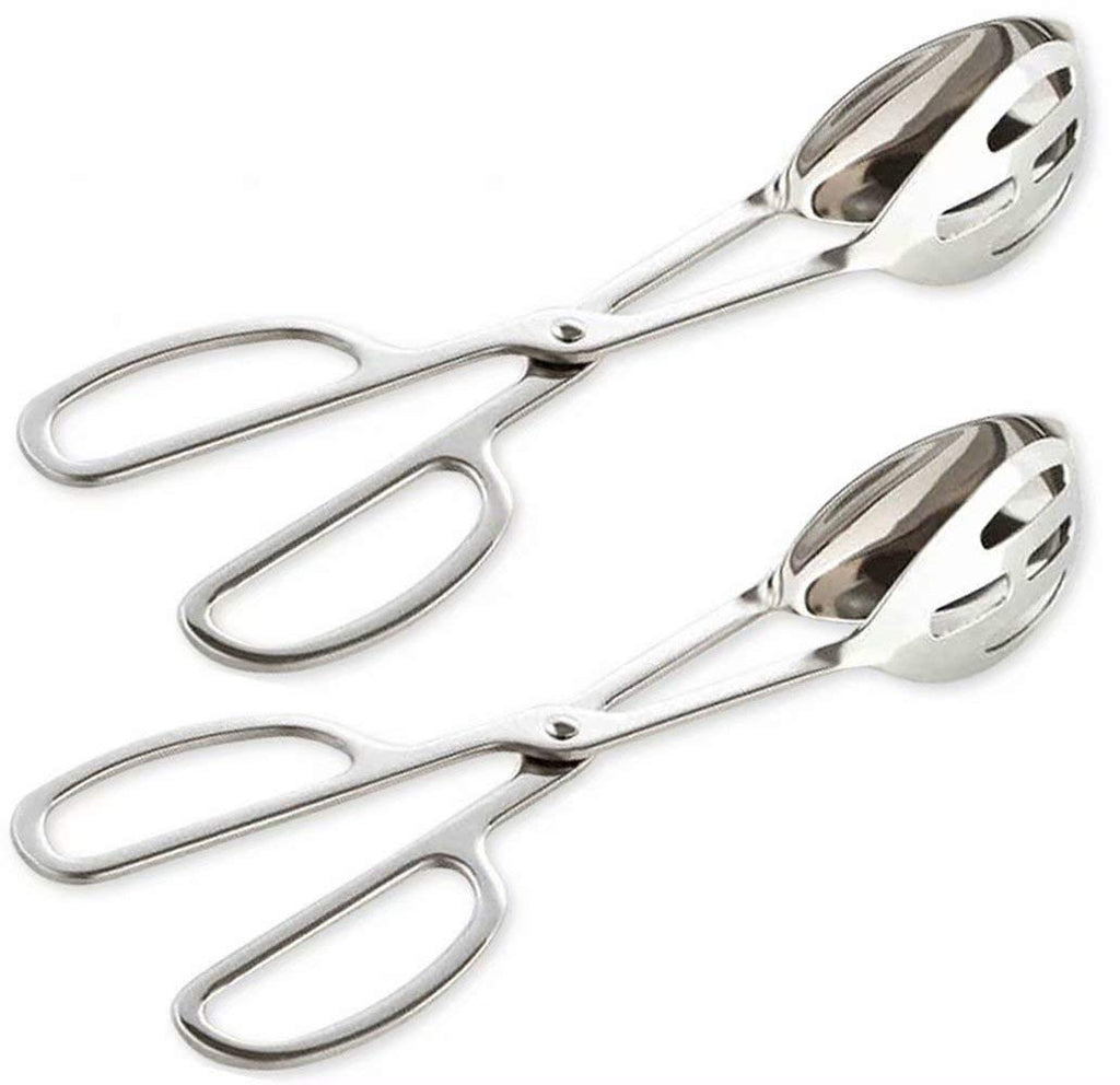 KEBE 2-PACK Serving Tongs for Cooking Buffet Party Catering, Thickening Food Serving Cake Bread Kitchen Salad Tongs, Stainless Steel