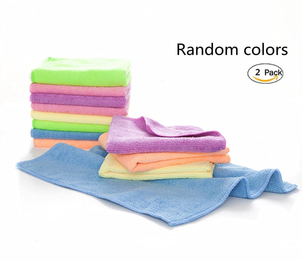 YSLON Rubber Cleaning Gloves Kitchen Dishwashing Glove 2-Pairs And Cleaning Cloth 2-Pack,Waterproof Reuseable.(Medium)