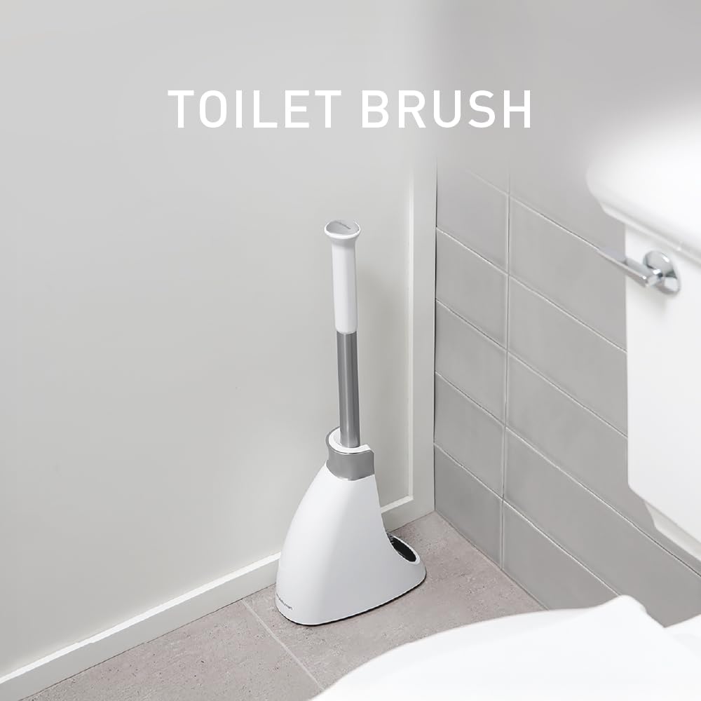 simplehuman Toilet Brush with Caddy, Stainless Steel, White