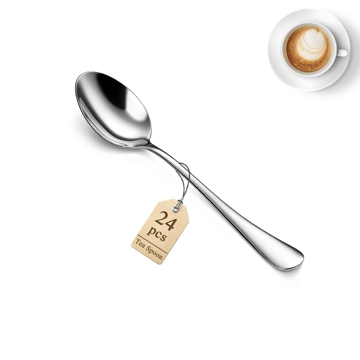 Teaspoons 24 Pieces 14cm, Berglander Stainless Steel Mini Spoons Set for Coffee, Dessert, Ice Cream, Metal Cutlery for Home, Kitchen, Restaurant Café, Party, Wedding