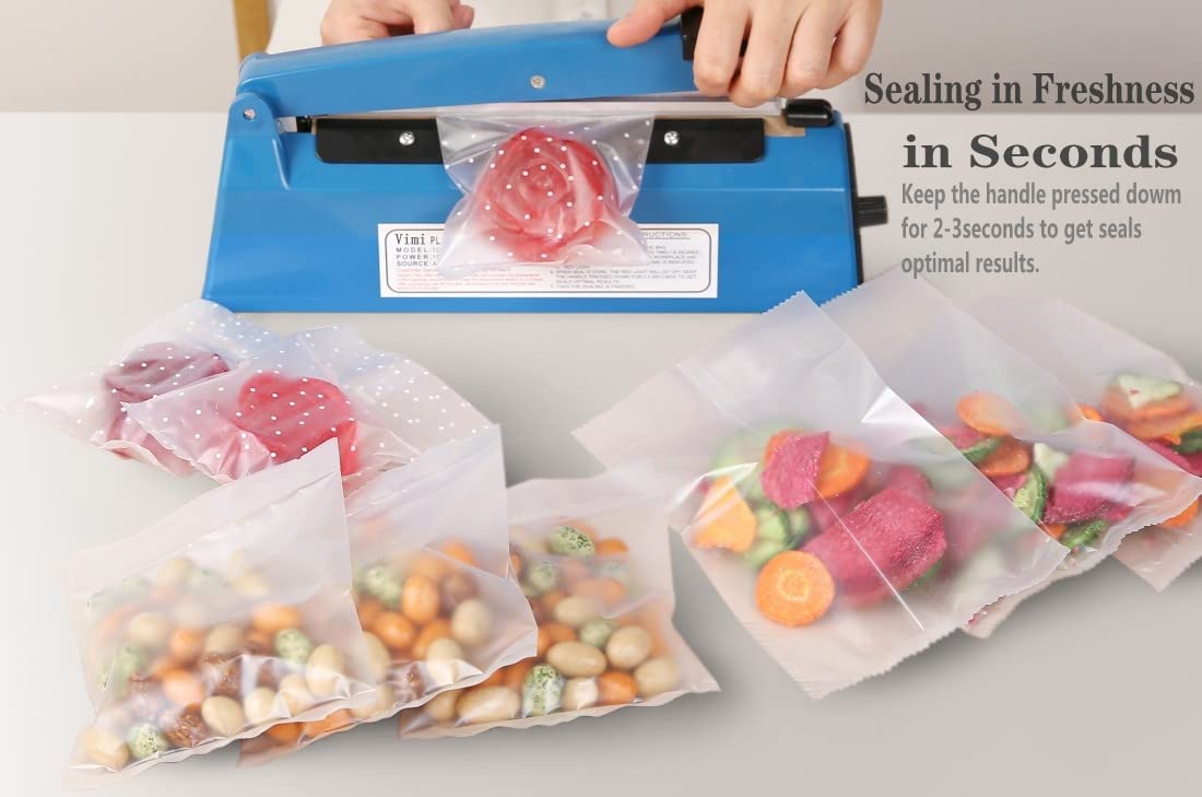 Impulse Heat Sealer Manual 8 Inch Sealing Machine for Plastic Bags PE PP With Extra Replace Element Grip