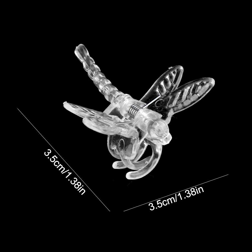 Watris Veiyi 100Pcs Plant Orchid Clips - Garden Plant Support, Dragonfly and Portable Cute Flower Vine Clips (Transparent)