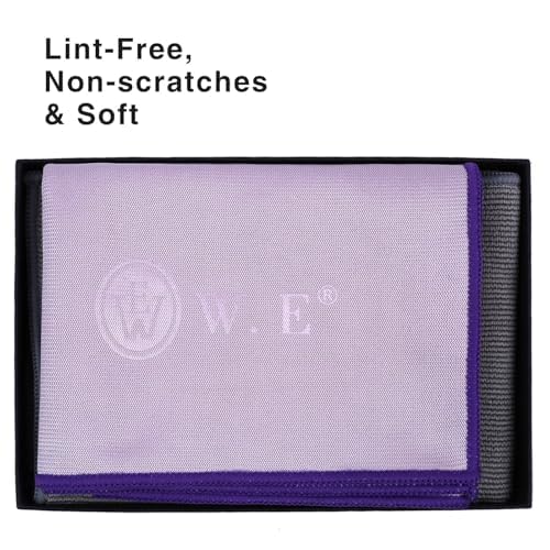 WEAWE Window Cleaning Cloth (Purple) & Enviro Cloth (Grey), 2 Pack Basic Package Cleaning Cloth Reusable Lint-Free Non-Scratch Streak-Free for Housekeeping Window Multipurpose.