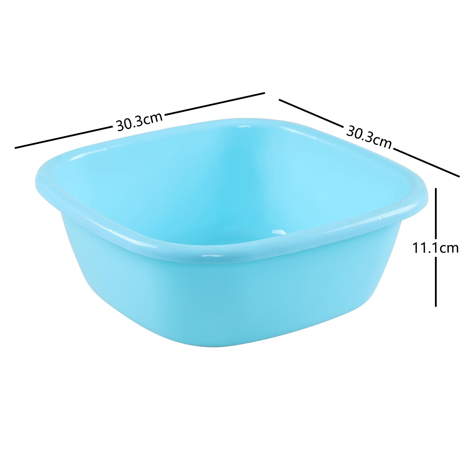 Jandson 3-Pack 8 Quart Plastic Square Wash Basin, Small Dishpan Tub (Blue, Green, Purple)