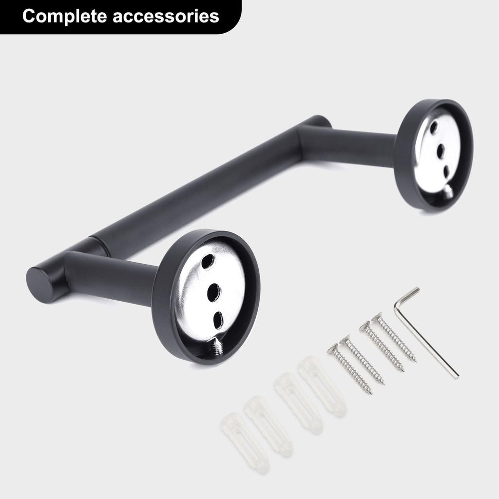 Ntipox Matte Black Double Post Pivoting Toilet Paper Holder Set, Stainless Steel Towel Ring,Toilet Paper Roll Holder,Bathroom Hardware Accessories Set Black