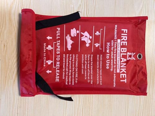 Fire Blanket for Kitchen Home Emergency - Fiberglass Blankets Fire Survival Suspension Flames Retardant Extinguisher for Stove Car Garage Office Camping Caravan BBQ School Fire Safety