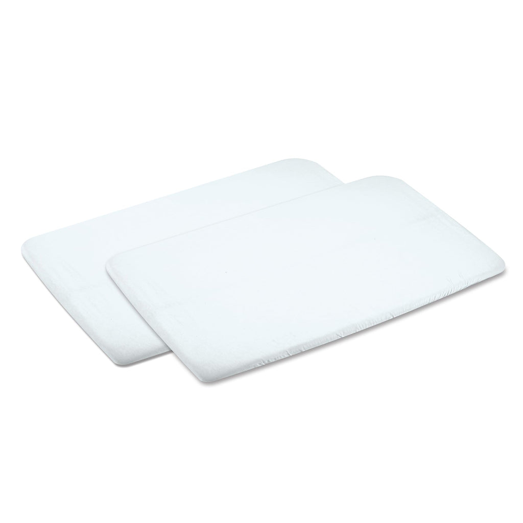 Maxi-Cosi Swift/Calao Bassinet Mode Fitted Sheets – 2-Pack, 100% Cotton, Soft and Breathable, Durable, Perfect Fit for Playard Bassinet Mattress, Machine Washable, Baby Bedding Essentials