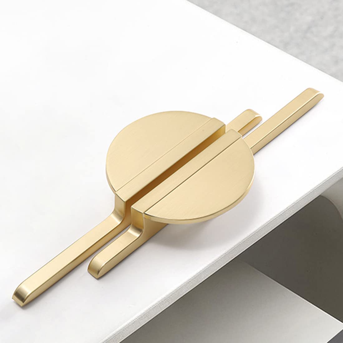 Myxekllo Gold Drawer Pulls Half Moon Drawer Pulls, Brushed Gold Cabinet Pull Handles for Kitchen Cabinet Cupboard Dresser, Hole spacing 2.5 inches 2 Pack