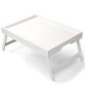 Bamboo Bed Table Tray with Foldable Legs, Large Breakfast Bed Tray with Handles for Food, Snack Small Laptop (White)