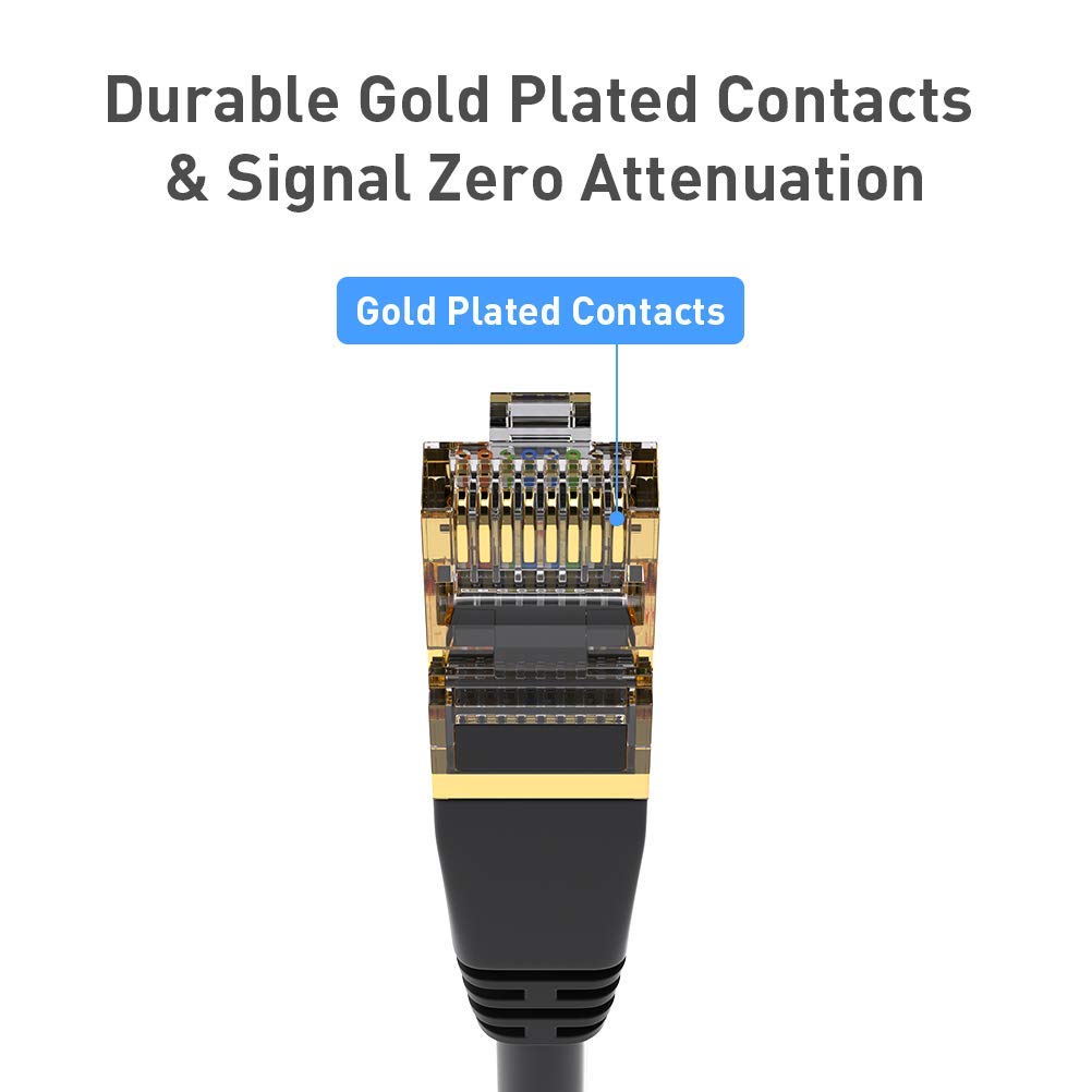 Cat8 Ethernet Cable 15FT (4.6 Meters), Network Cable 15ft, Gigabit LAN Cable 15 ft, 40Gbps 2000Mhz RJ45 Cable 15ft, Internet Cable 15 ft, High Speed Ethernet Cord for Router, Gaming, Modem