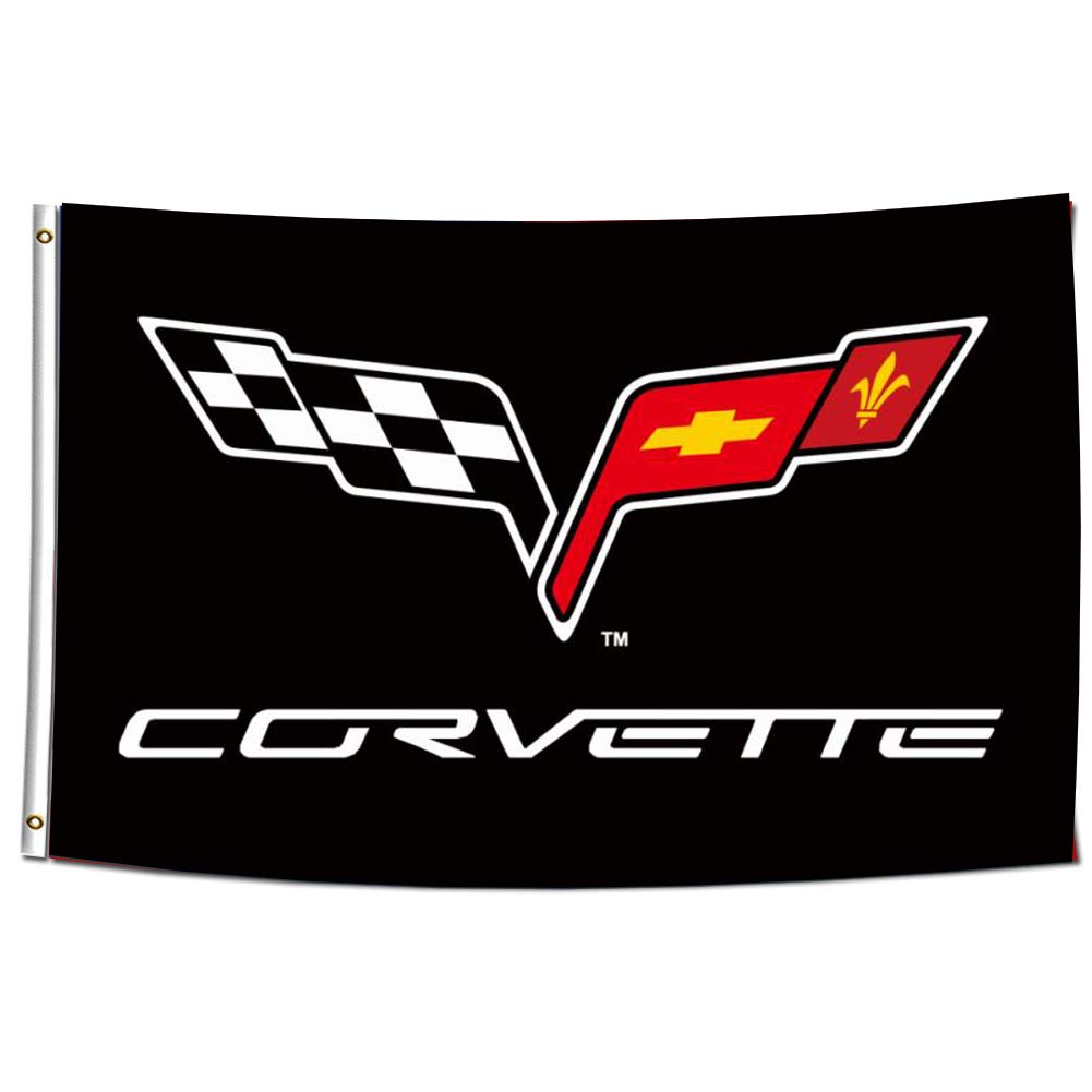 ENMOON Flag For Corvette Racing Chevy (3x5ft, Vivid Color, 150D Poly) HD Printing Two Brass Grommets for Garage