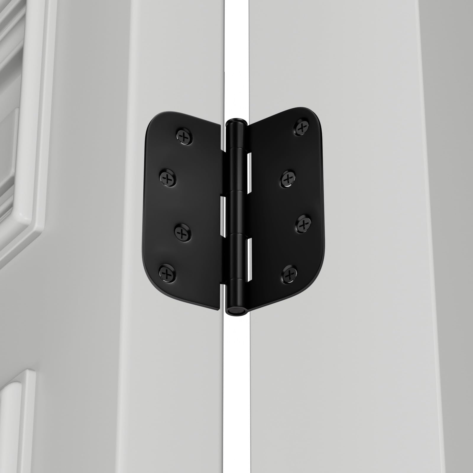 Goldenwarm Pack of 3 Matte Black Door Hinges 4 Inch for Interior and Exterior - 4x4 With 5/8" Radius Corners, Residential Heavy-Duty Hardware