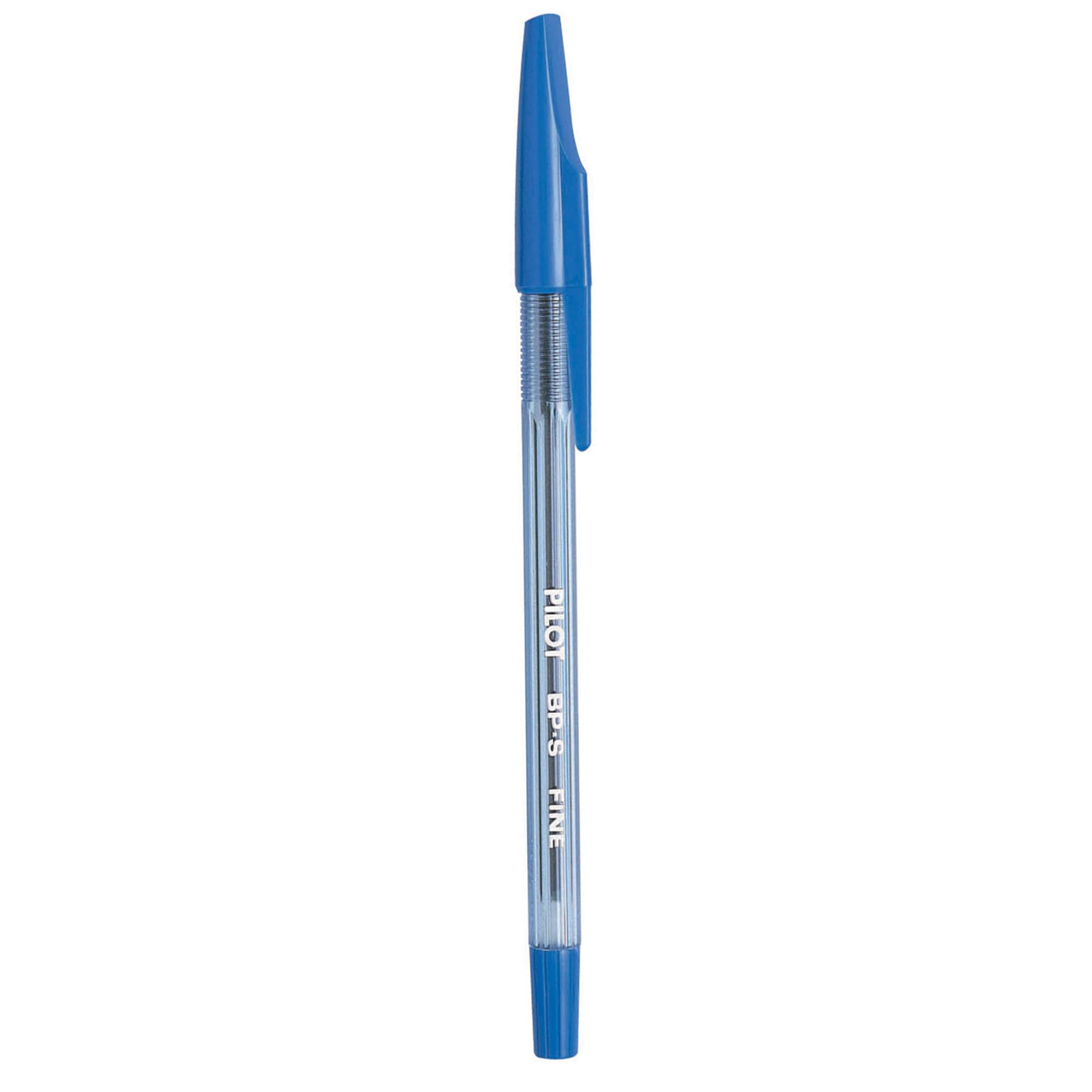 Pilot - BP-SF - Refillable Ballpoint Pen Fine point - Crystal Plastic Body with Cap - Blue - Set of 12