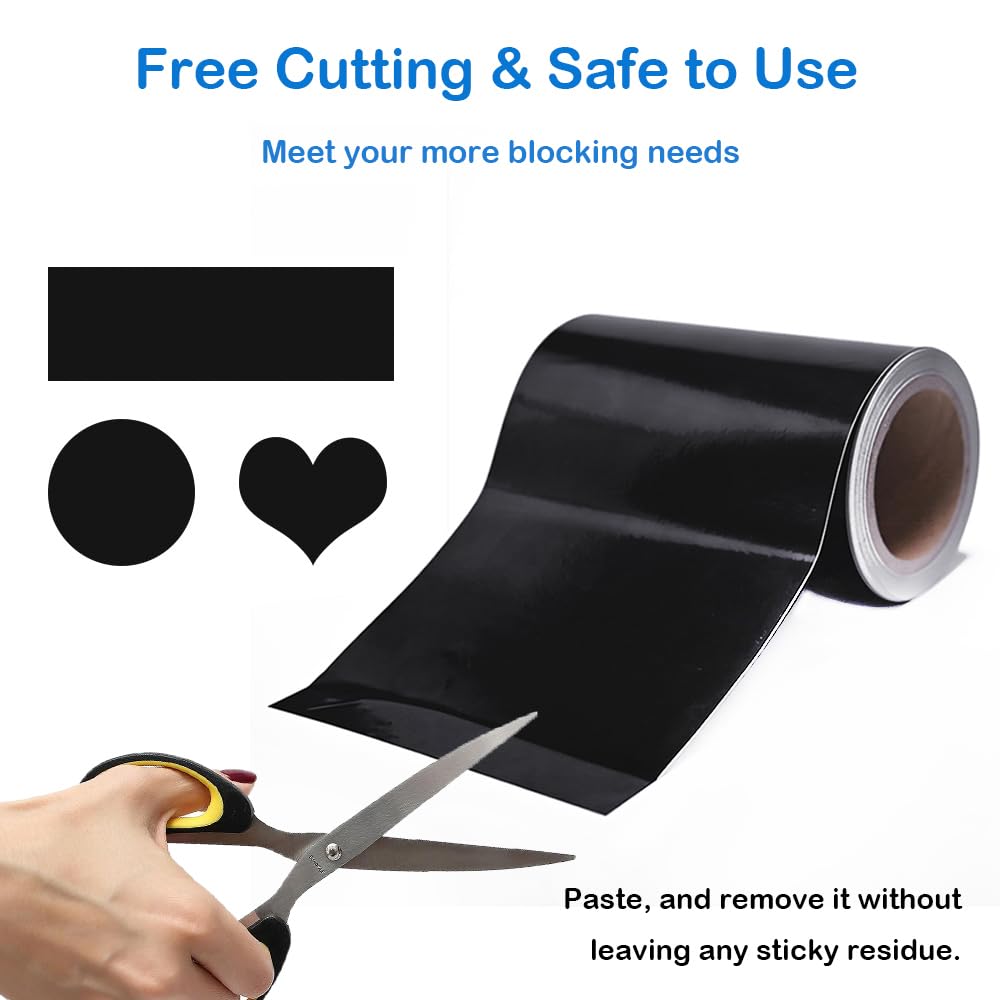 Light Blocking Tape - Adhesive Black Sheet for LCD Panels, Appliances, Lamp Strips, Cable - Blocks 50-70% of Light