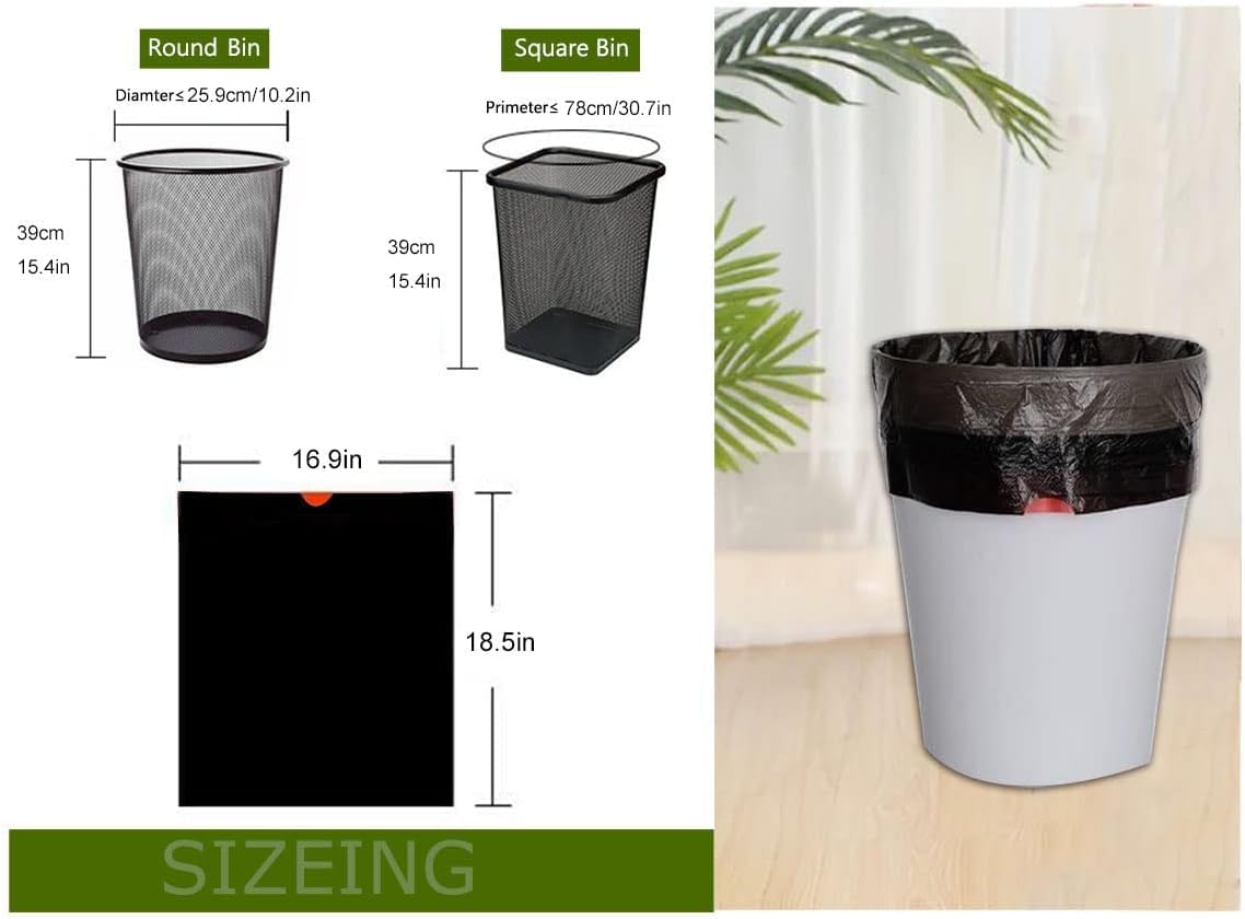 Feisco 3 Gallon Black Trash Bag,11L Drawstring Garbage Bag Trash Can Liner,0.55 Mil,100 Counts