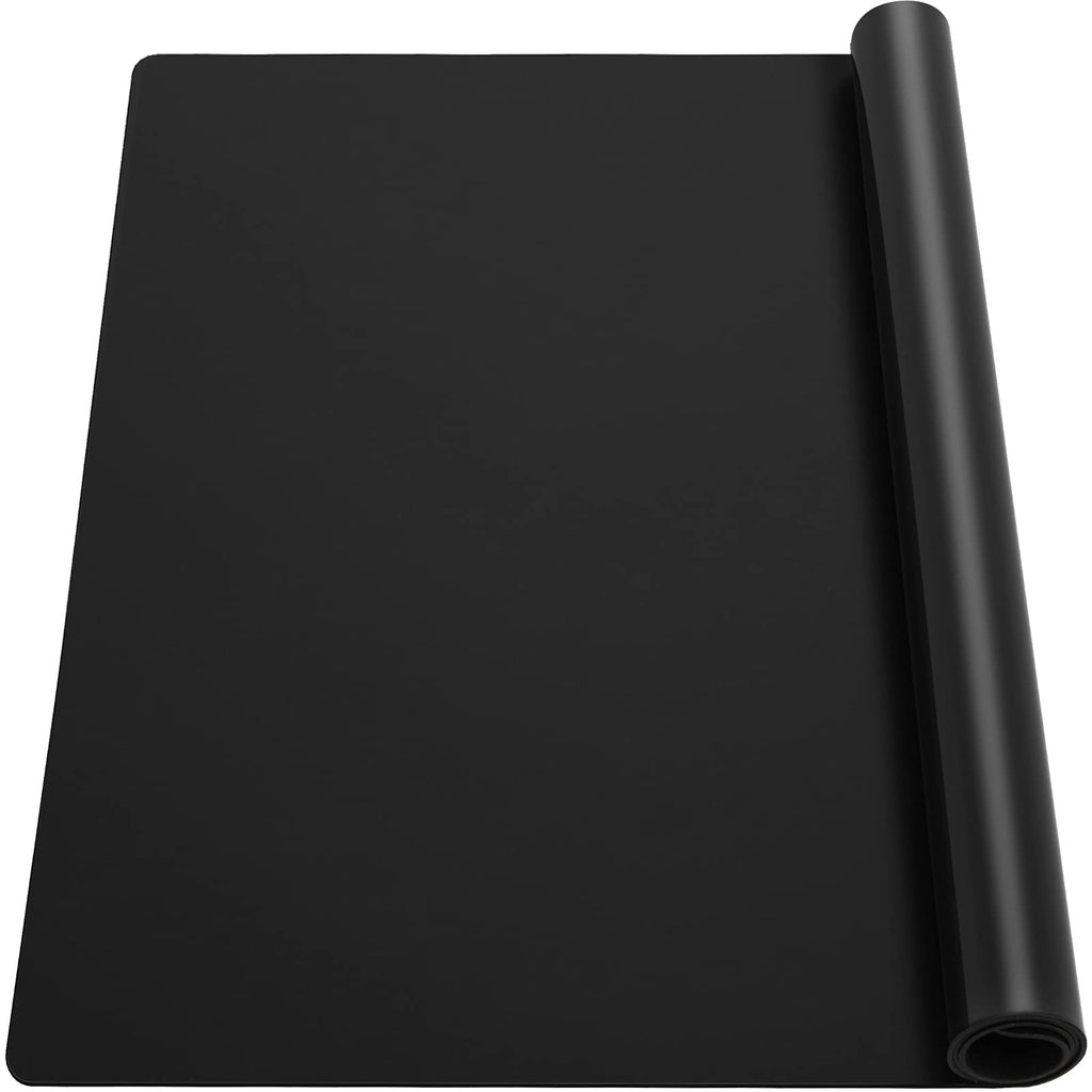 Ewen 25.6x17.5 Inch Large Silicone Kitchen Counter Mat, 2MM Thick Heat Resistant Countertop Protector, Silicone Mat Under Air Fryer, Toaster Oven, Microwave, Coffee Maker, Cutting Board, Drill, Black
