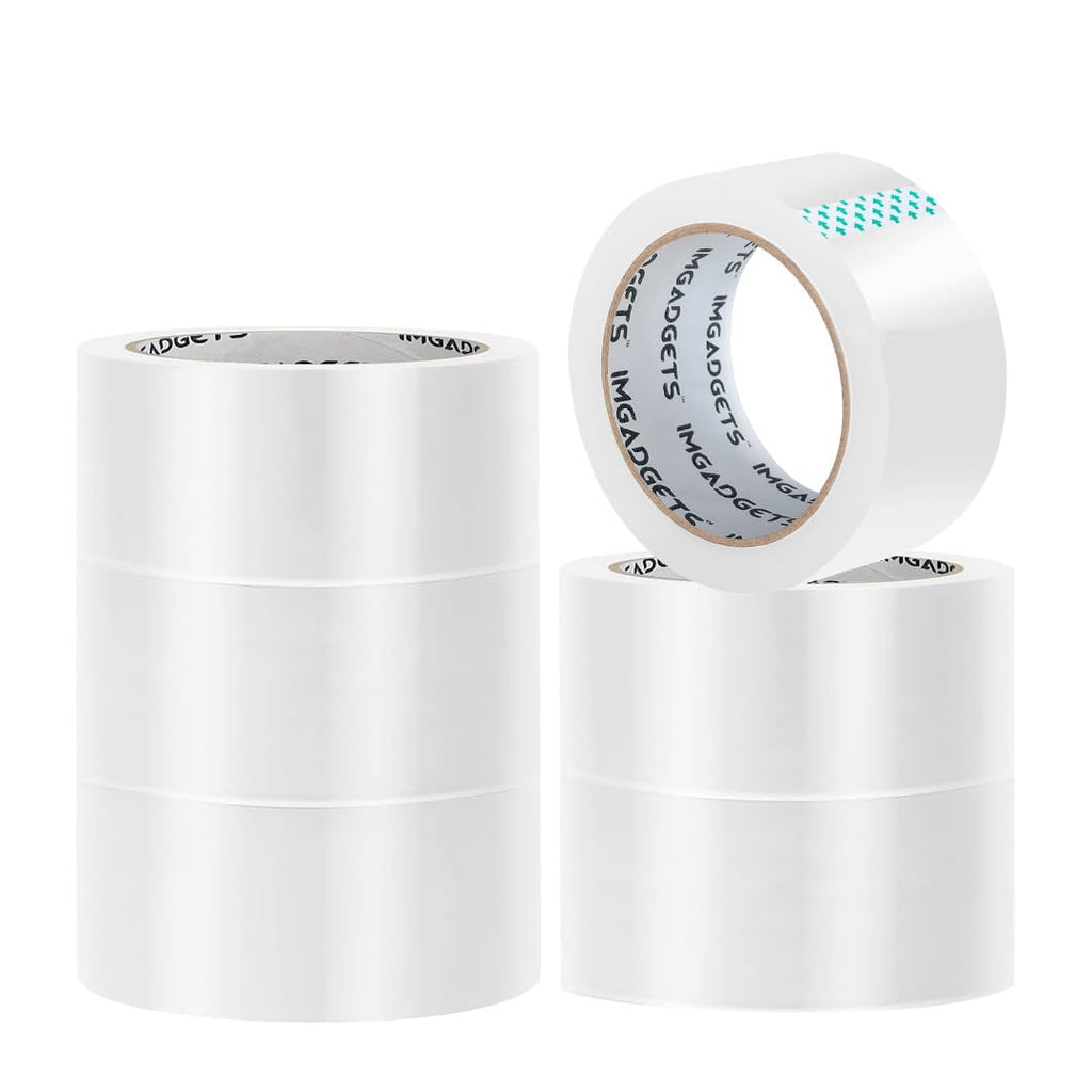 IMGadgets Packing Tape Clear - 6x100m Heavy-Duty Tape Rolls | Strong Adhesive with Moisture-Resistant & High Tensile Strength | Ideal for Packing, Moving, Sealing Boxes & Parcels (6)