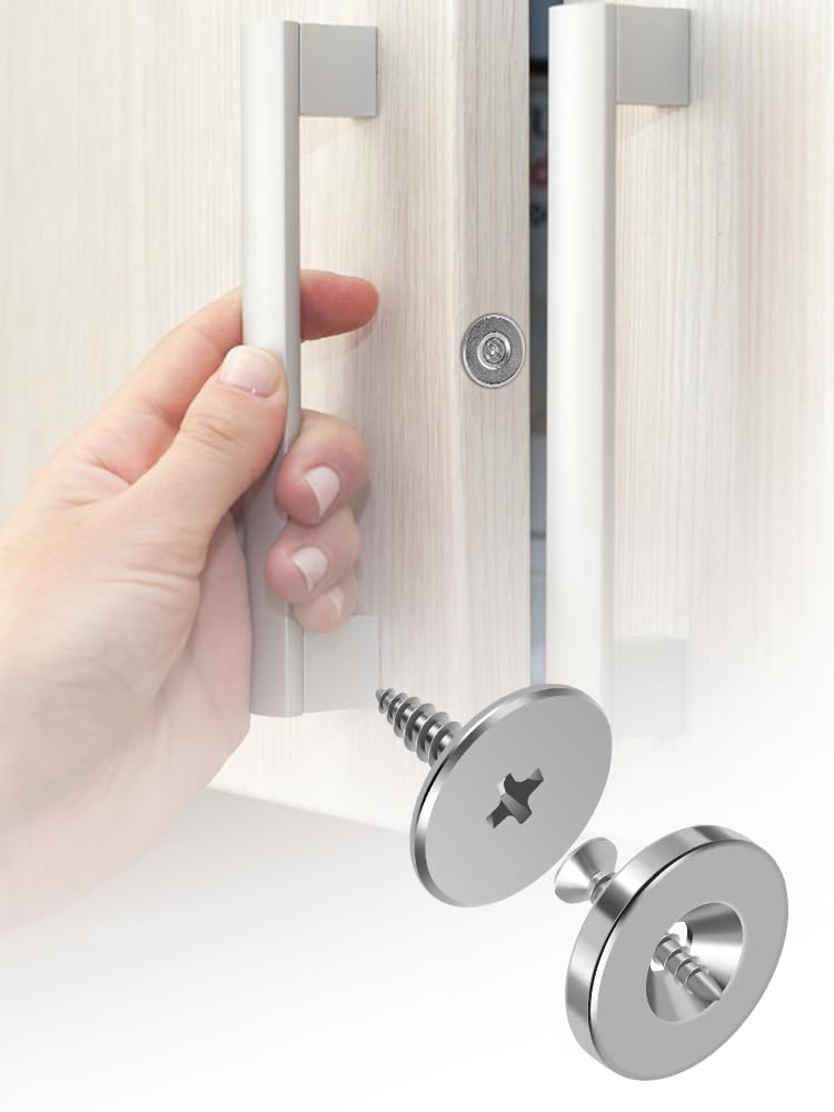 12Pcs Magnetic Door Catch, Metal Ultra Thin Cabinet Magnets Door Closure, Concealed Drawer Closet Door Catch Closer, Hidden Magnetic Door Latch, Furniture Door Magnet Closing Catch