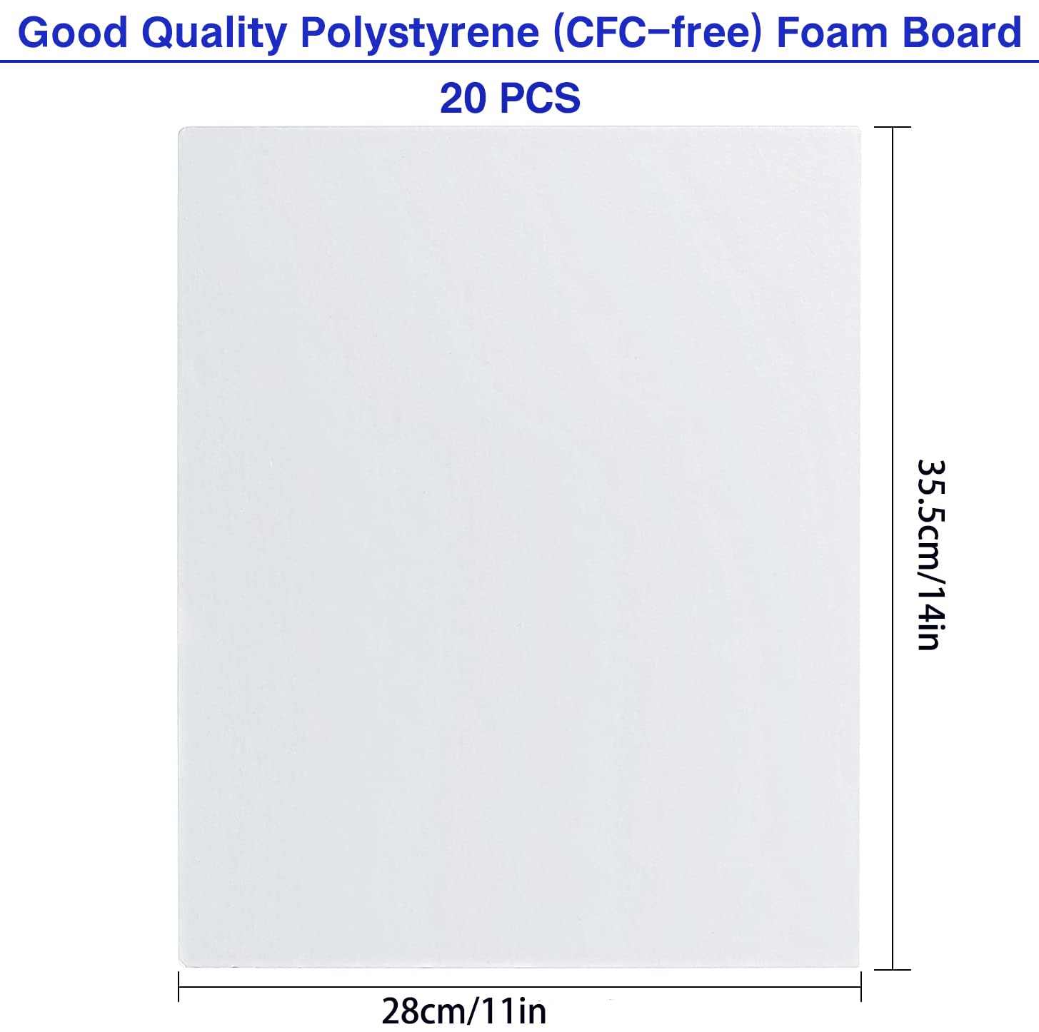 KEJJNYER 20 Pack White Foam Boards 11 x 14 Inch, White Foam Core Baking Boards, 3/16 Inch (5MM) Thickness Poster Polystyrene Sheet for Projects Art Display