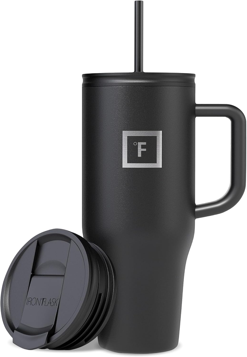 Insulated Tumbler with Straw Lid & Handle - 32oz (2 Lids) - Vacuum Leakproof Double Walled Stainless Steel Travel Mug Cup for Coffee Tea Water Hold Cold Iced Drinks - Fits Car Cup Holder