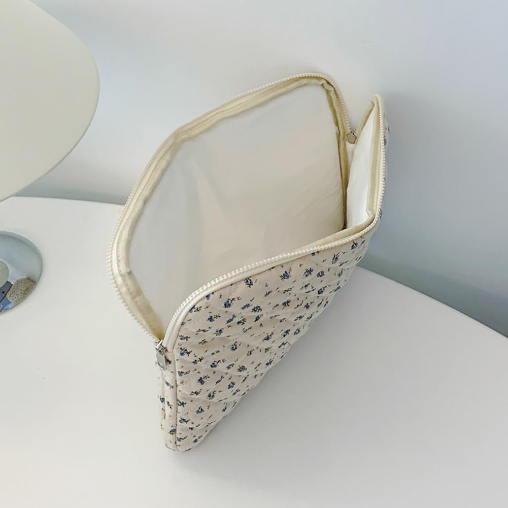 HICARRY Cute Laptop Sleeve 13 Inch Quilted Laptop Case Flower Print Laptop Protective Case Puffy Protective Cover for MacBook