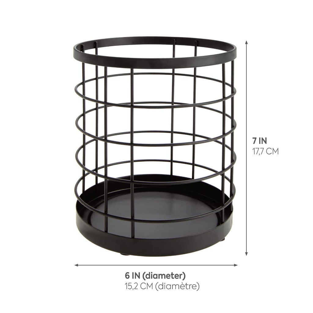 iDesign Austin Wire Utensil Holder for Kitchen Countertop Storage - Matte Black