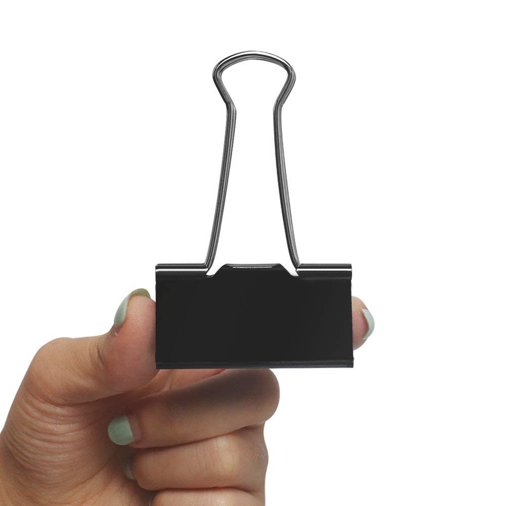 Aniann 24 Pack Extra Large Binder Clips 2 inch Black Jumbo Paper Binder Clips Big Metal Paper Clamps for Home School Office