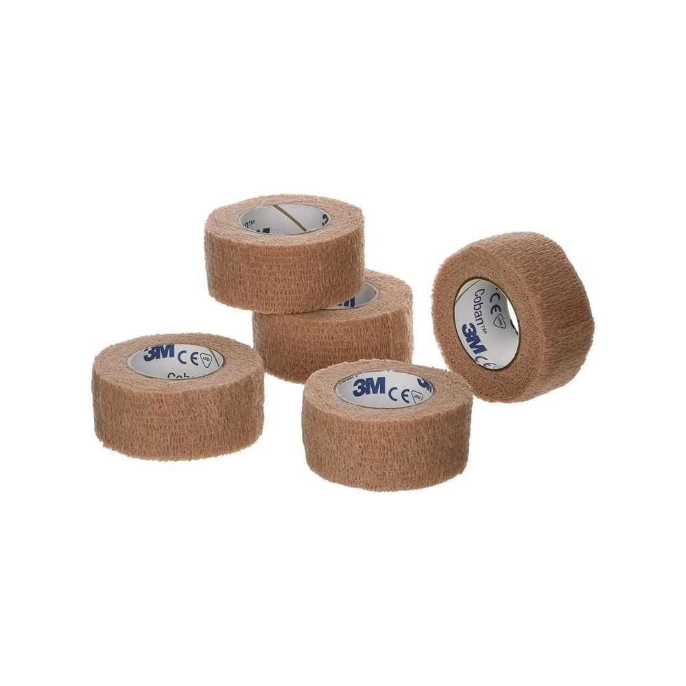 3M Coban Self- Adherent Wrap, 1"x 5yds, Pack of 5 Rolls, Tan